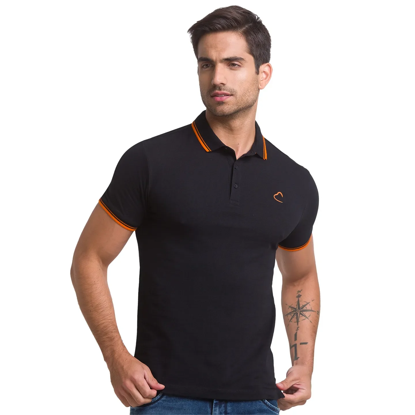 Black Regular Fit Men's Polo T-shirt by Being Human Clothing - Image 2