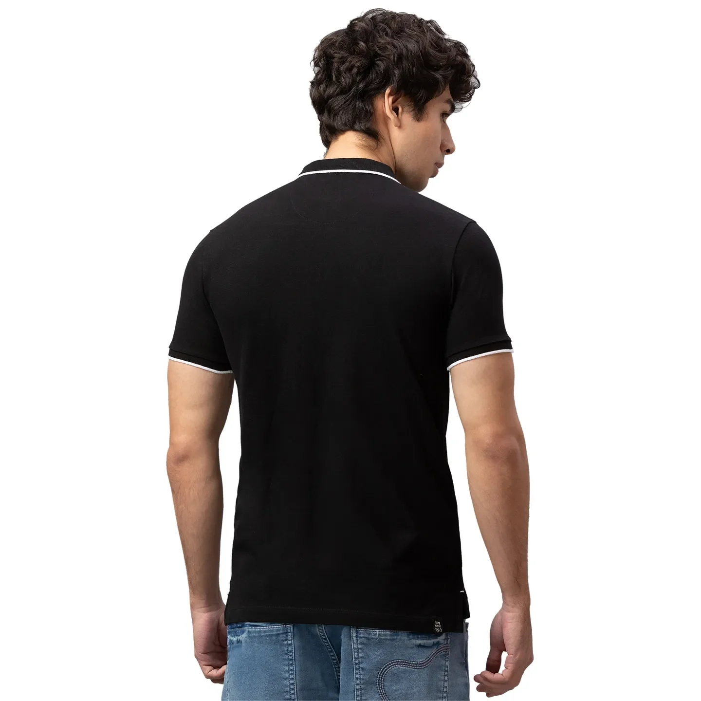 Black Regular Fit Men's Polo T-Shirt by Being Human Clothing - Image 3