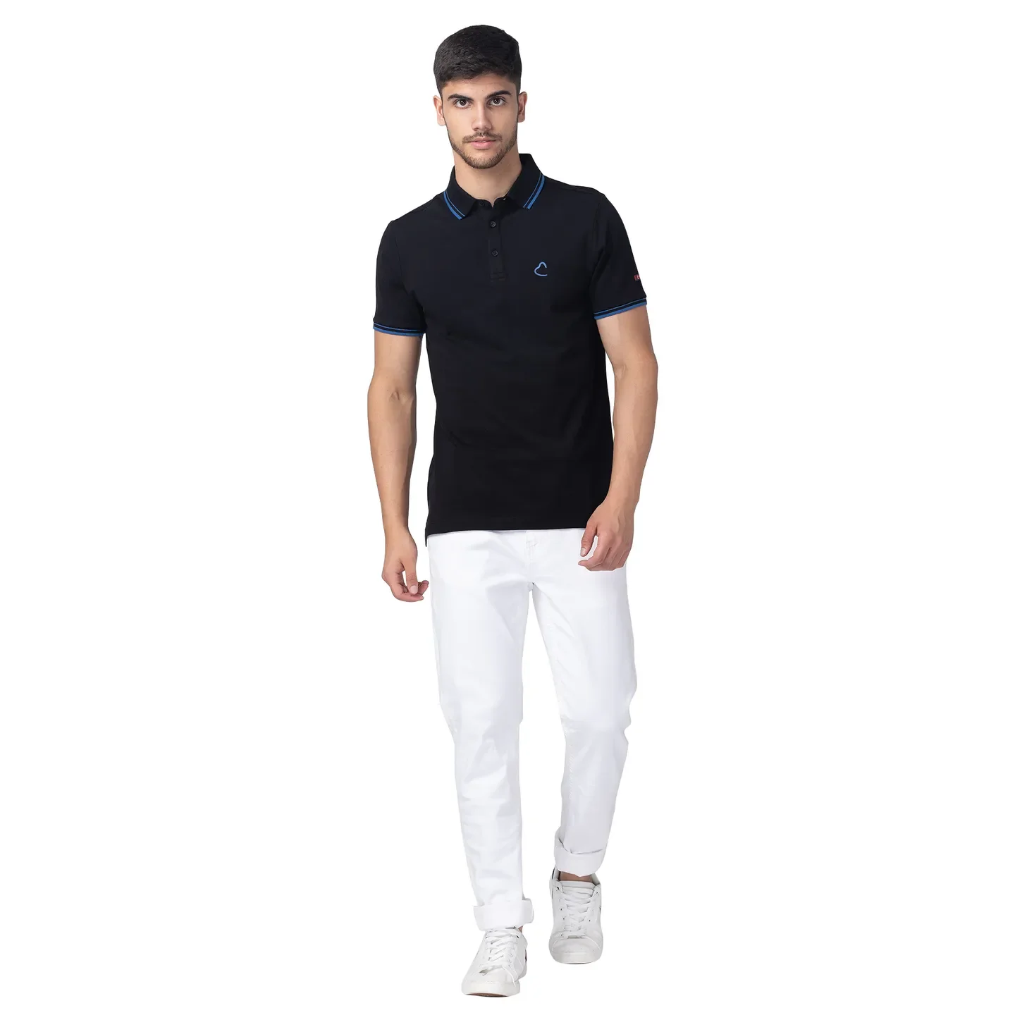 Black Regular Fit Men's Polo T-Shirt by Being Human Clothing - Image 5