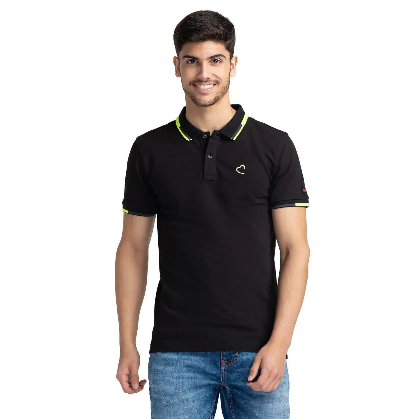 Black Regular Fit Men's Polo T-Shirt by Being Human Clothing