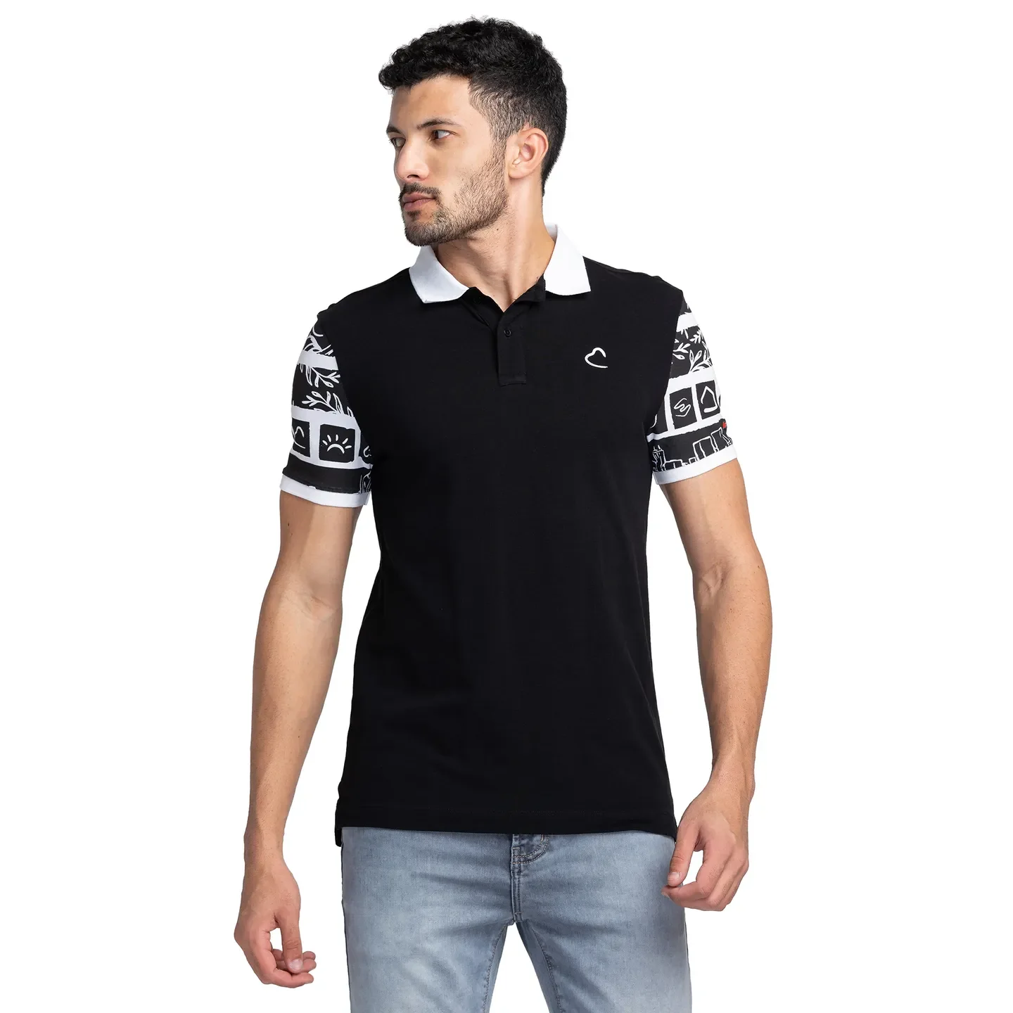 Black Regular Fit Men's Polo T-Shirt by Being Human Clothing