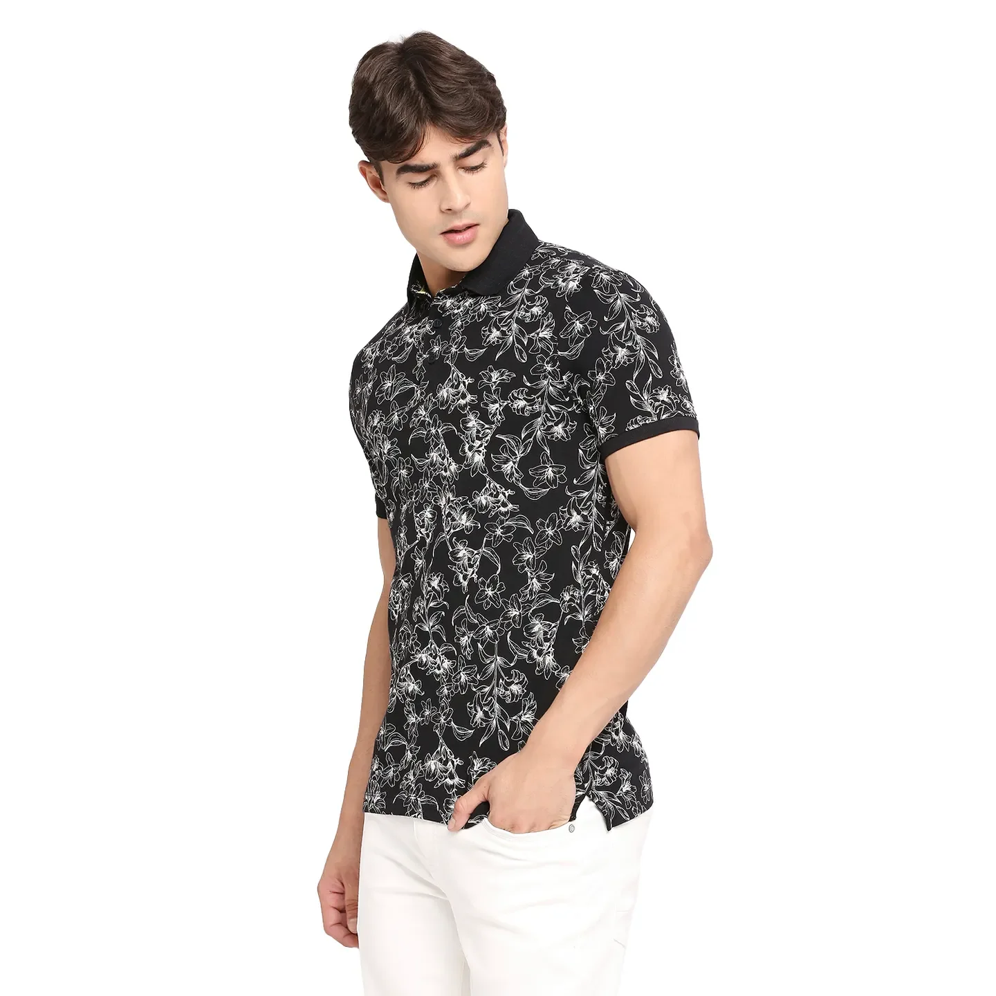 Black Regular Fit Men's Polo T-Shirt by Being Human Clothing - Image 2