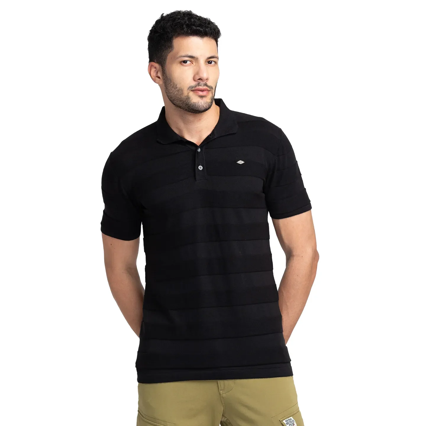 Black Regular Fit Men's Polo T-Shirt by Being Human Clothing