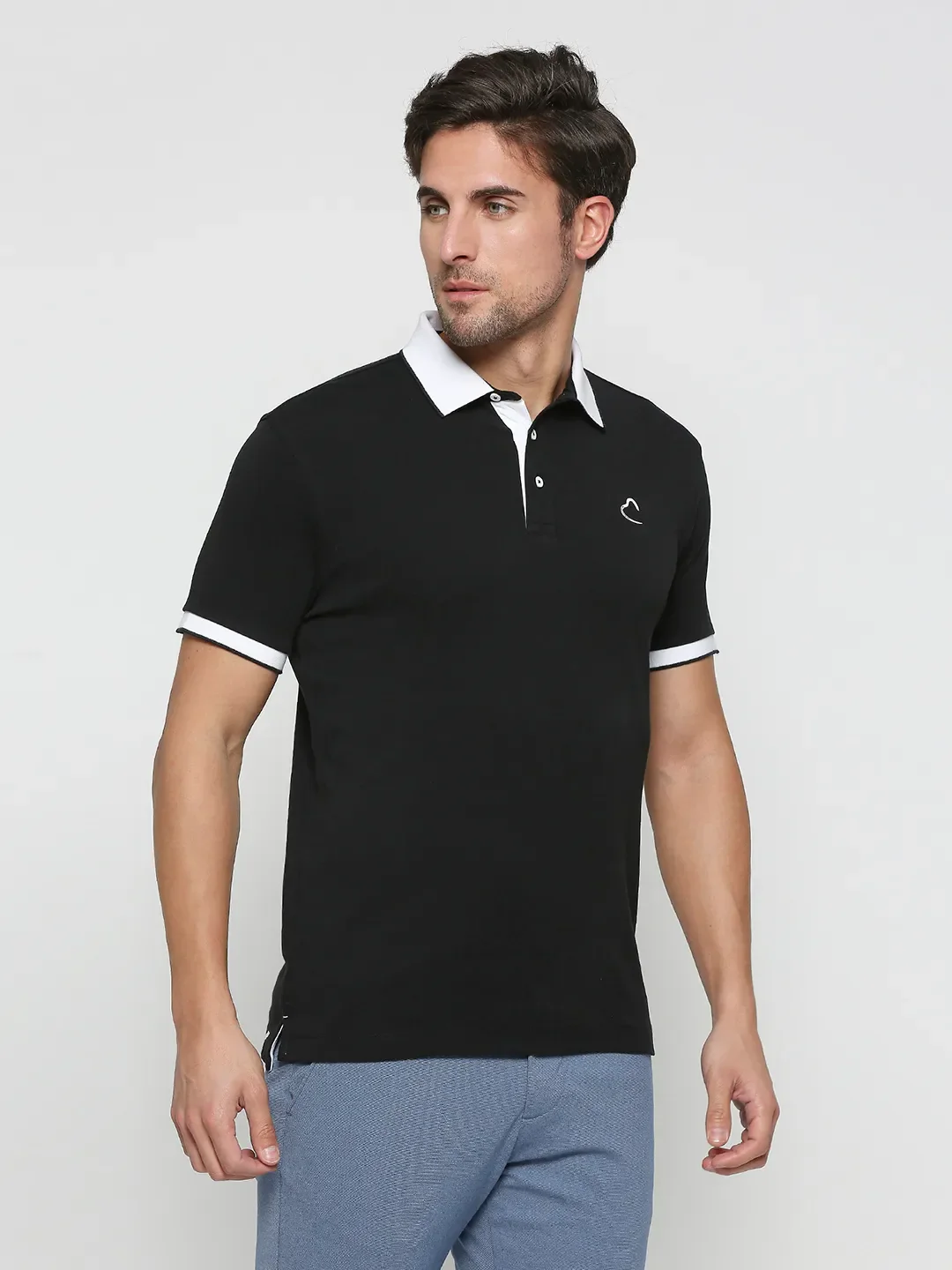 Black Regular Fit Men's Polo T-Shirt by Being Human Clothing - Image 3