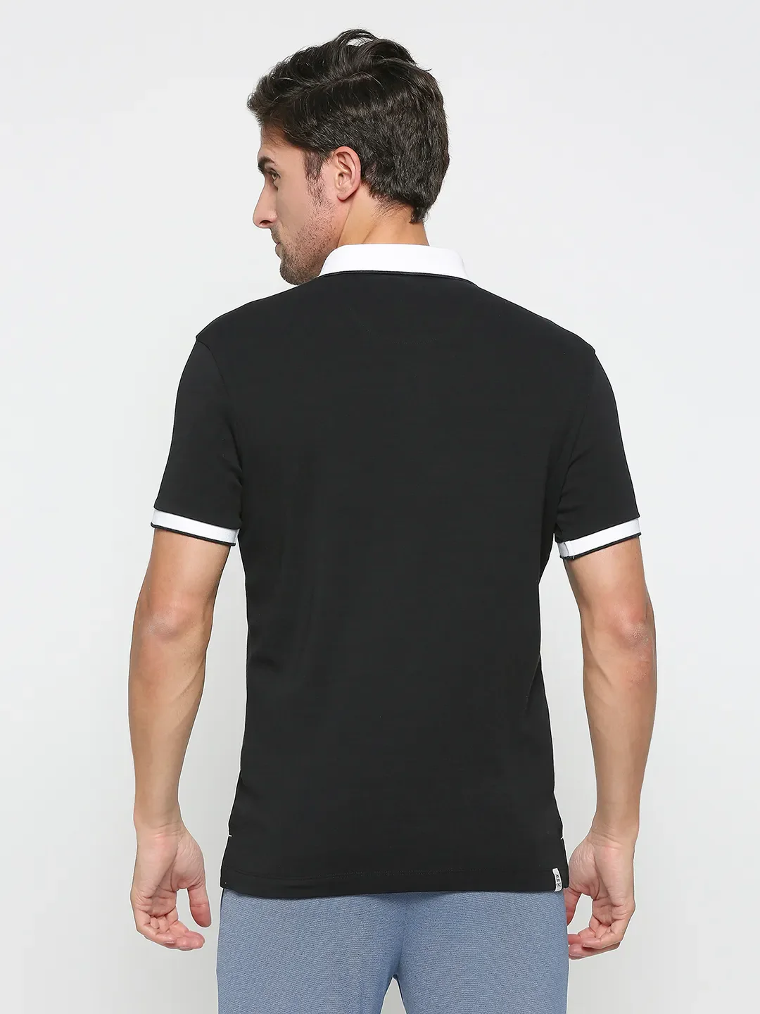 Black Regular Fit Men's Polo T-Shirt by Being Human Clothing - Image 4