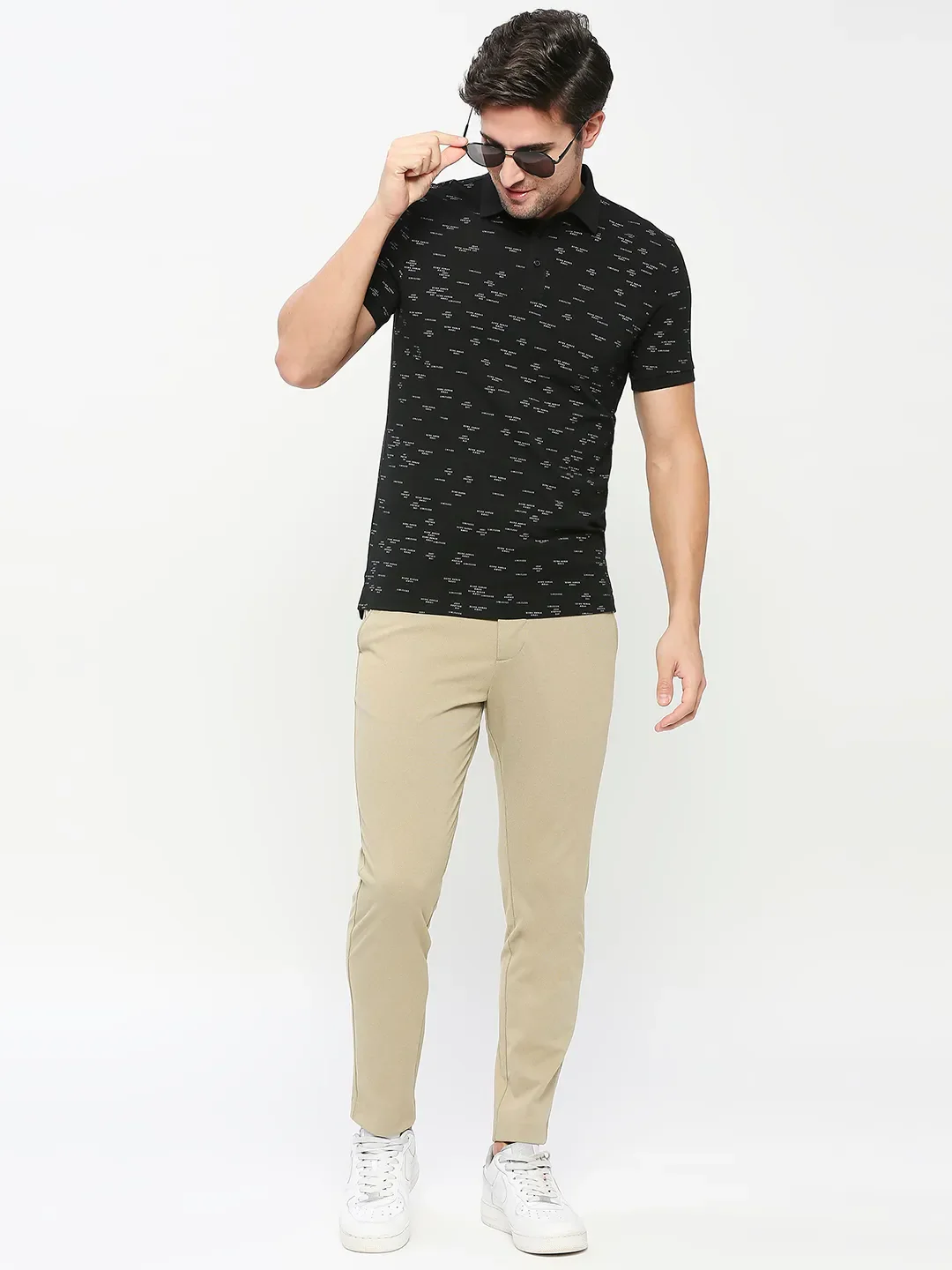 Black Regular Fit Men's Polo T-shirt by Being Human Clothing - Image 6