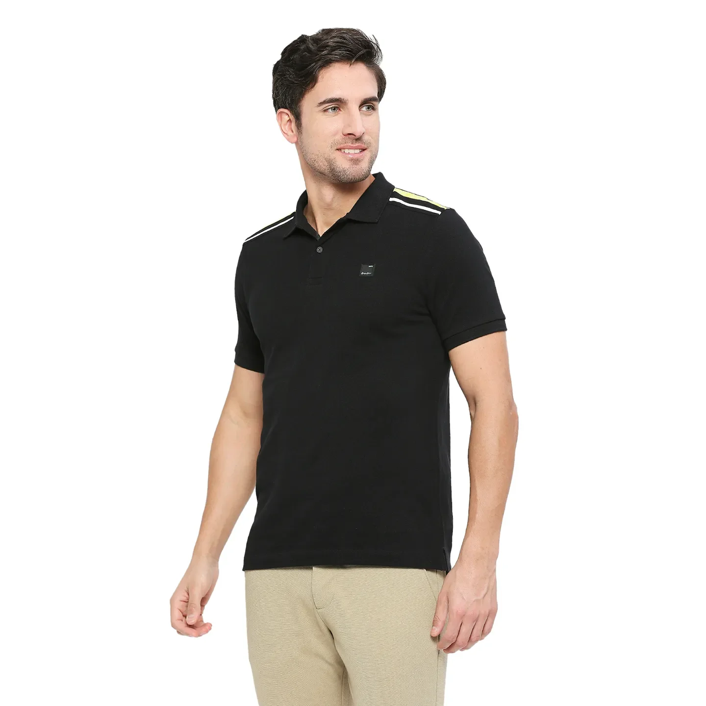Black Regular Fit Men's Polo T-shirt by Being Human Clothing - Image 2