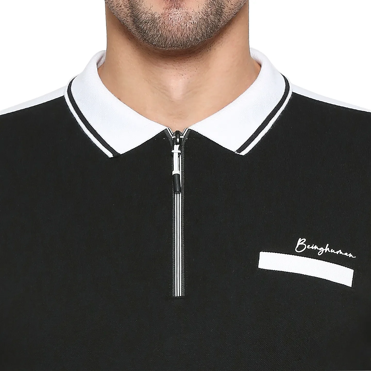 Black Regular Fit Men's Polo T-Shirt by Being Human Clothing - Image 5