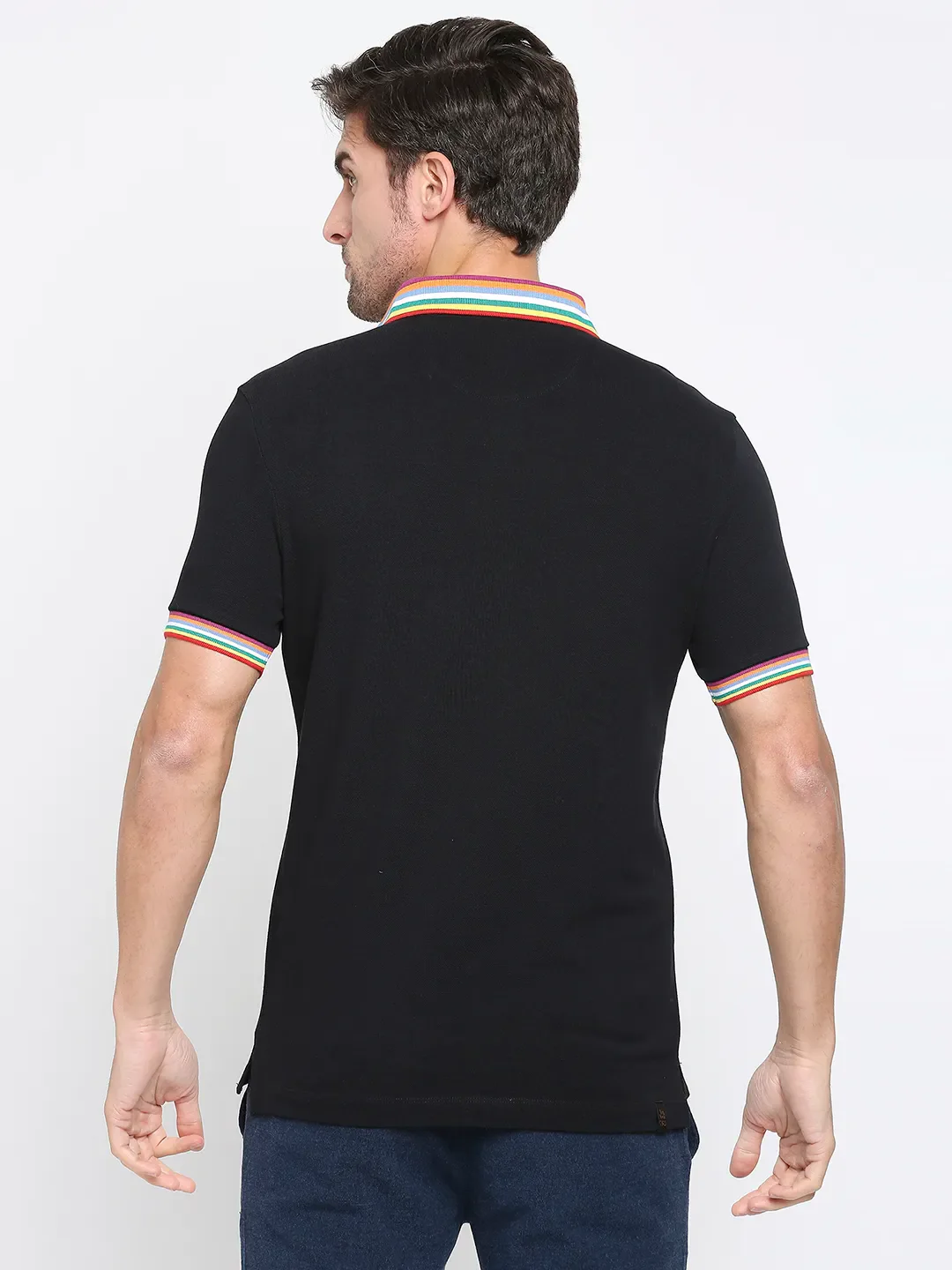 Black Regular Fit Men's Polo T-Shirt by Being Human Clothing - Image 4