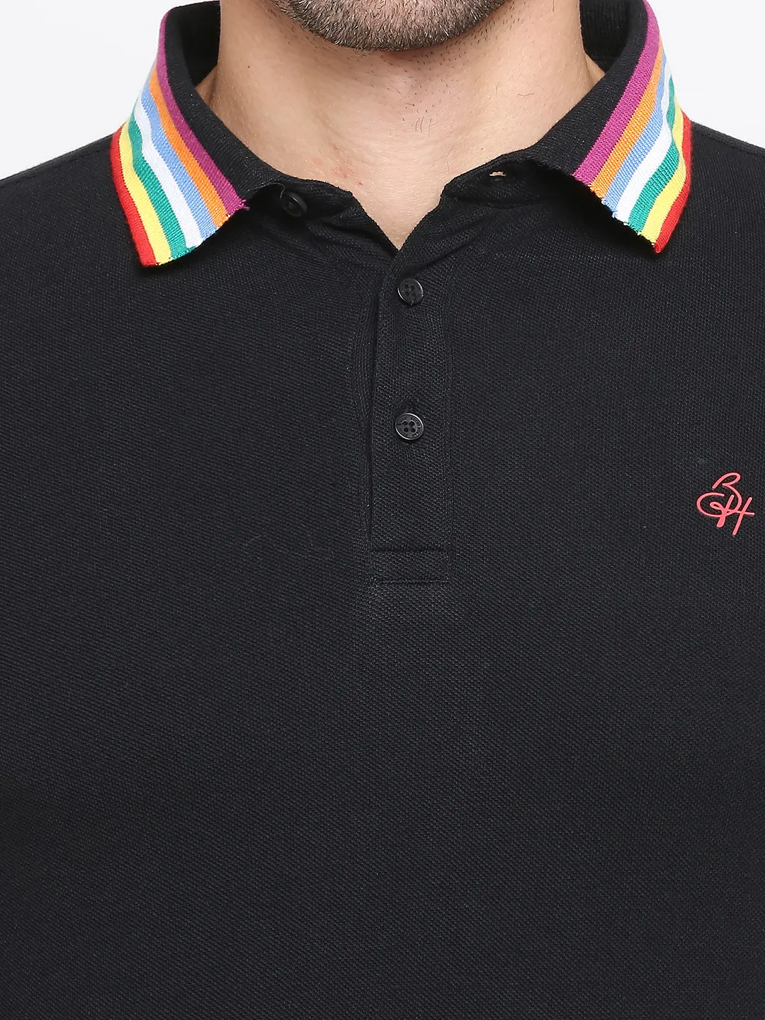 Black Regular Fit Men's Polo T-Shirt by Being Human Clothing - Image 5