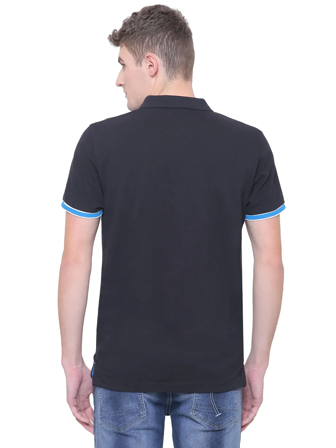 Black Regular Fit Men's Polo T-Shirt by Being Human Clothing - Image 2