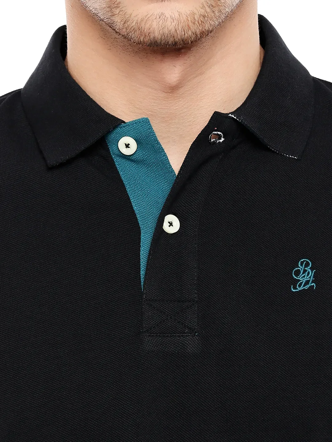 Black Regular Fit Men's Polo T-Shirt by Being Human Clothing - Image 5