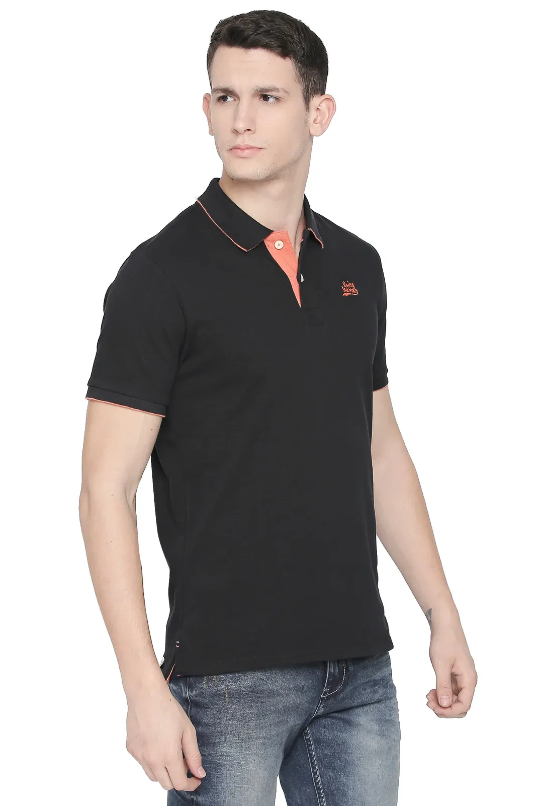 Black Regular Fit Men's Polo T-Shirt by Being Human Clothing - Image 3