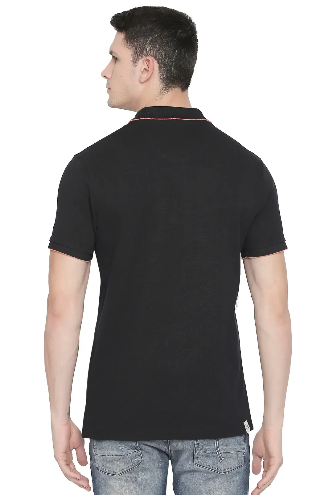 Black Regular Fit Men's Polo T-Shirt by Being Human Clothing - Image 4