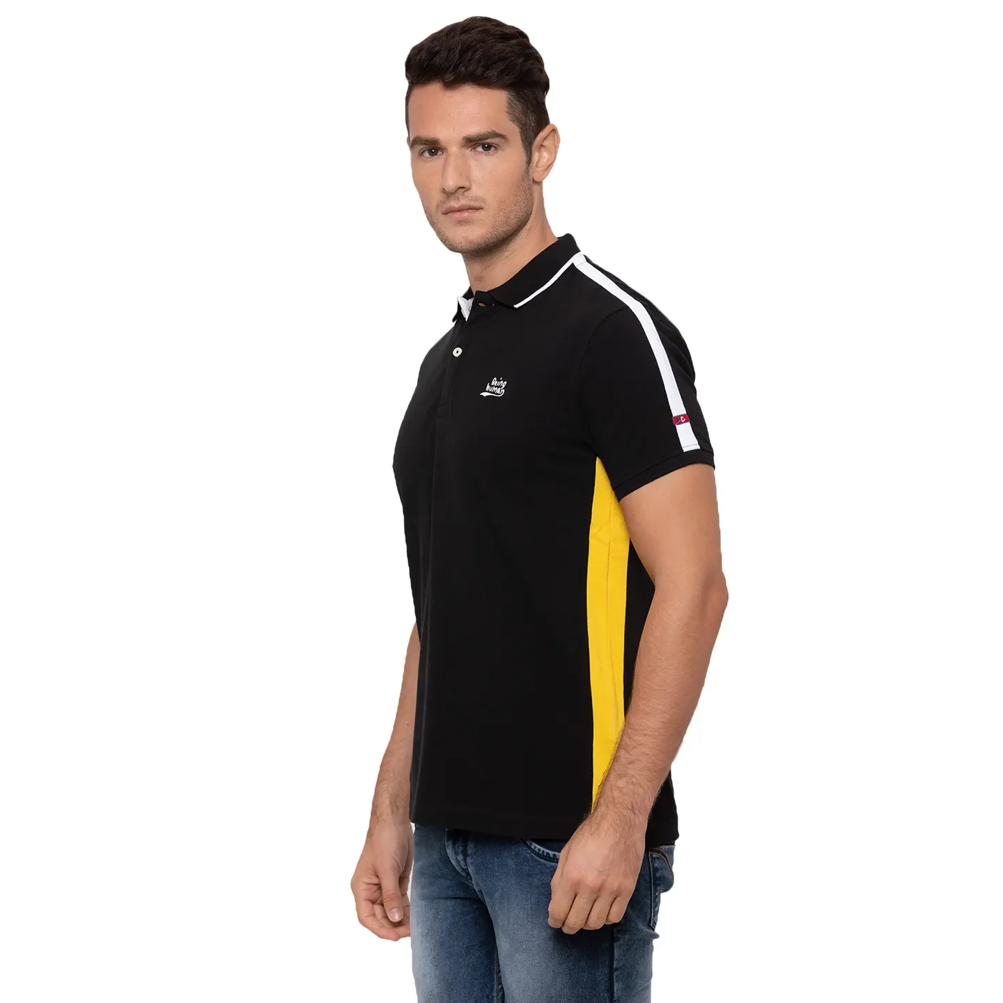 Black Regular Fit Men's Polo T-Shirt by Being Human Clothing - Image 2