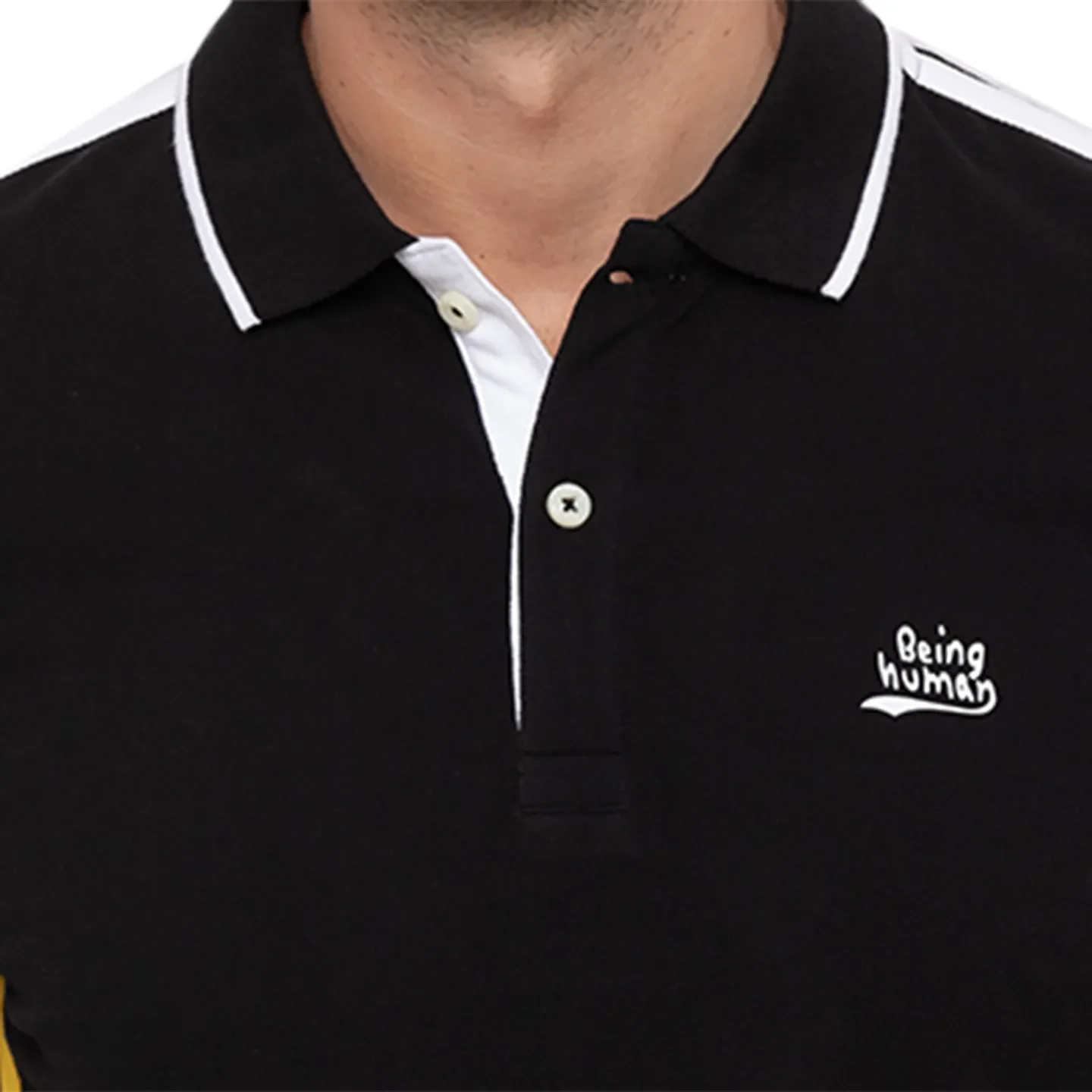 Black Regular Fit Men's Polo T-Shirt by Being Human Clothing - Image 3