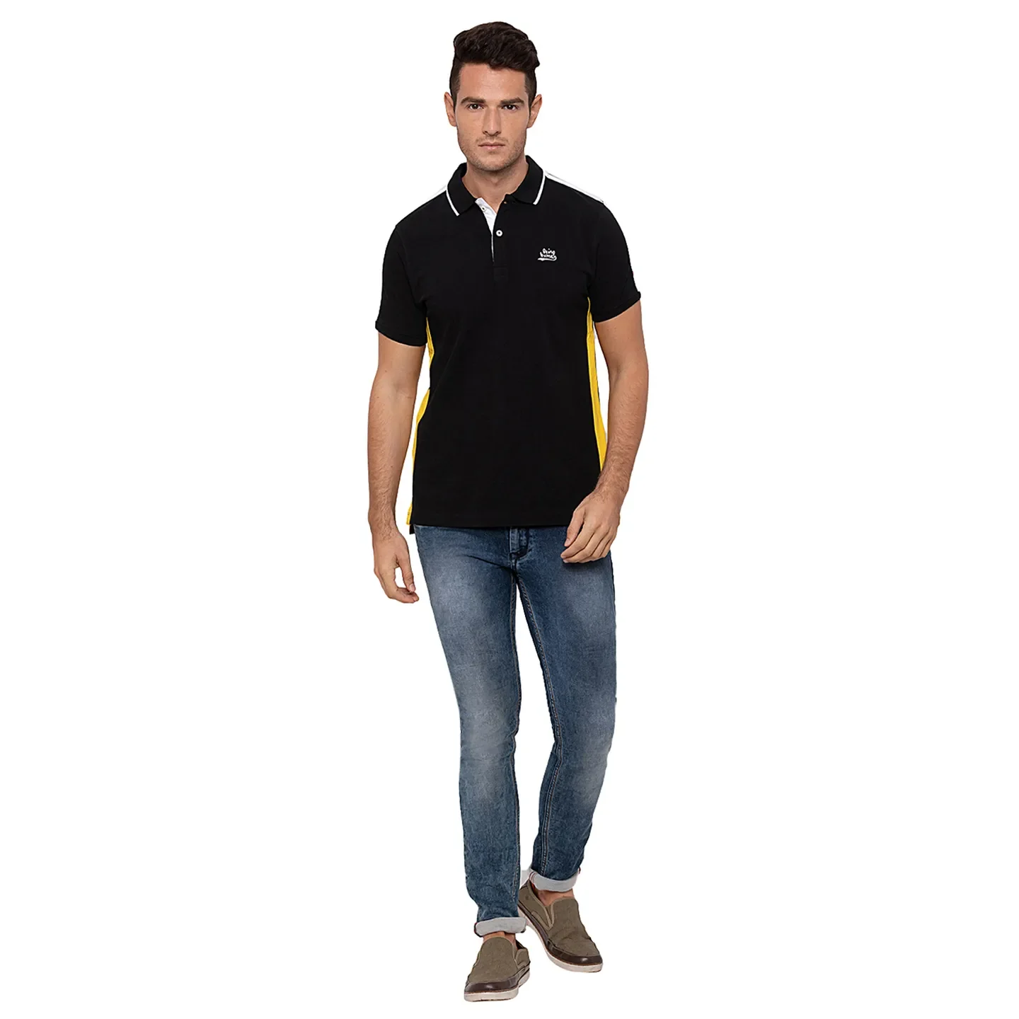 Black Regular Fit Men's Polo T-Shirt by Being Human Clothing - Image 5