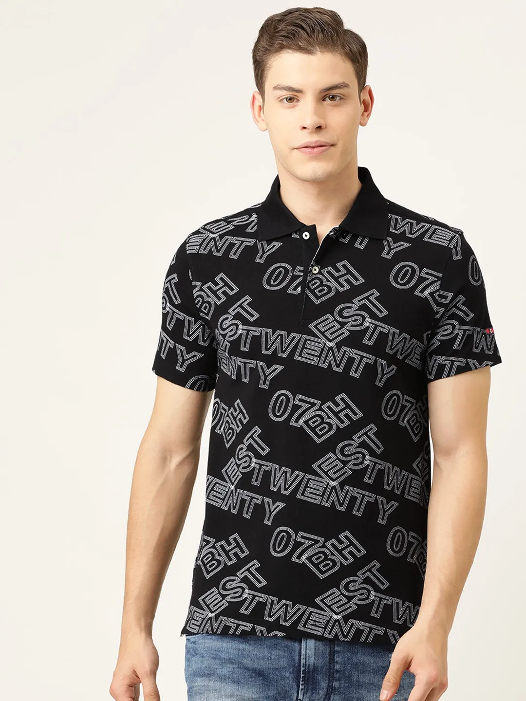 Black Regular Fit Men's Polo T-Shirt by Being Human Clothing