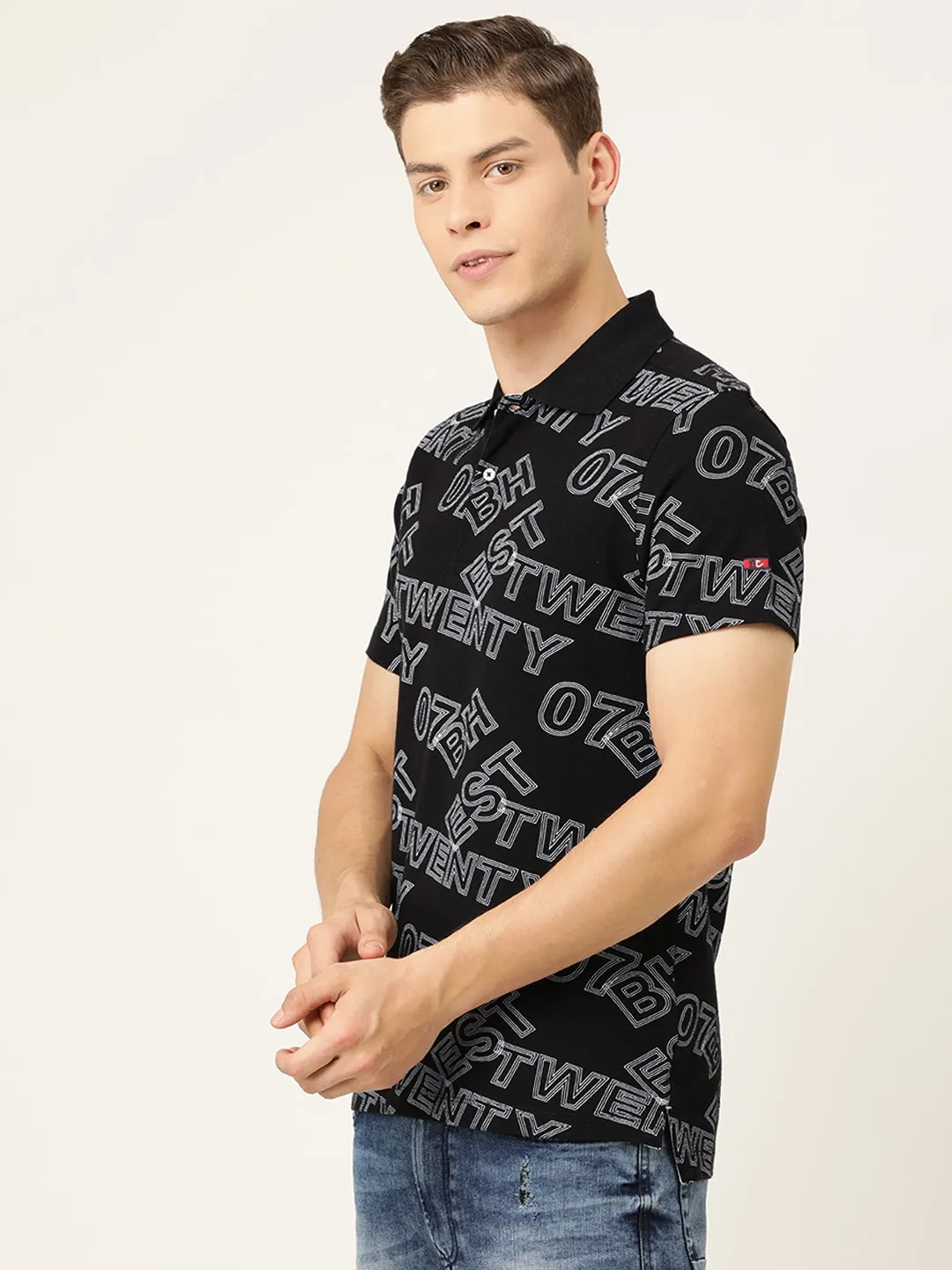 Black Regular Fit Men's Polo T-Shirt by Being Human Clothing - Image 2