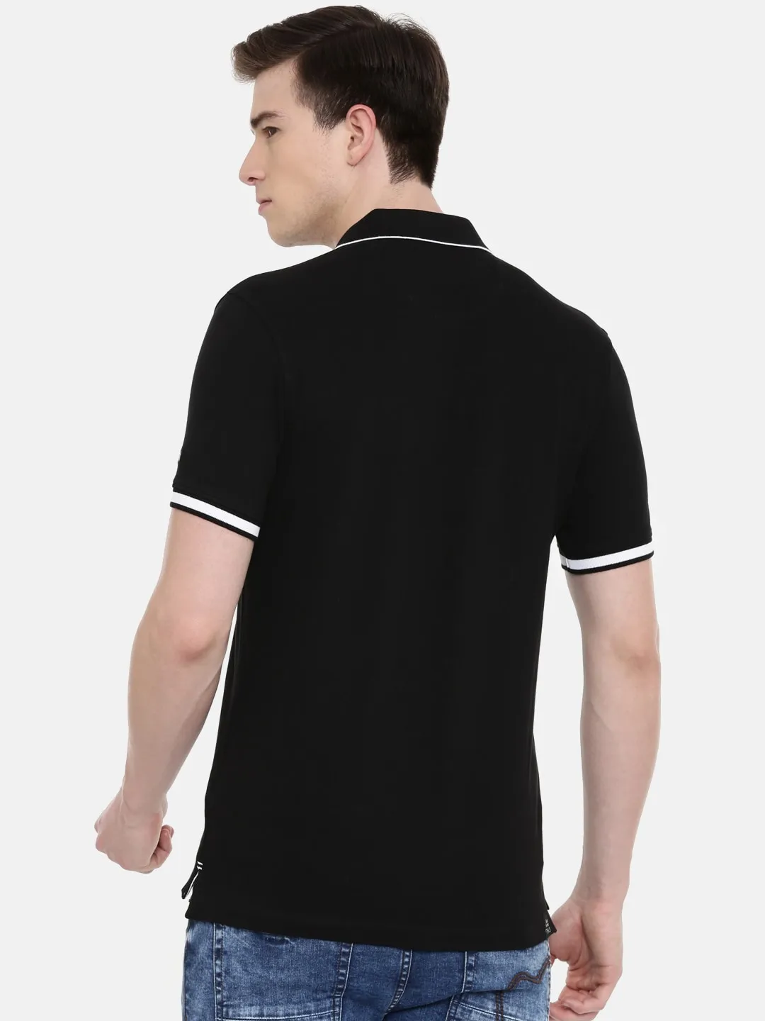 Black Regular Fit Men's Polo T-Shirt by Being Human Clothing - Image 2