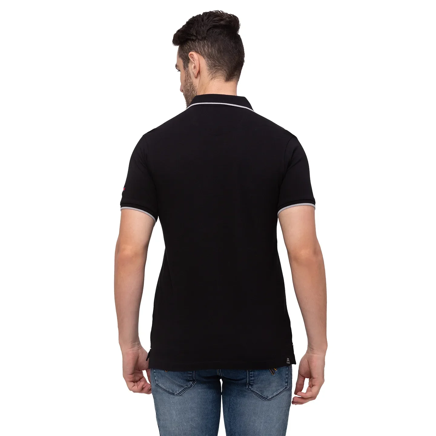 Black Regular Fit Men's Polo T-Shirt by Being Human Clothing - Image 3