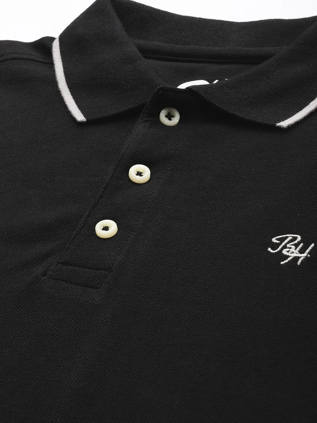 Black Regular Fit Men's Polo T-Shirt by Being Human Clothing - Image 2