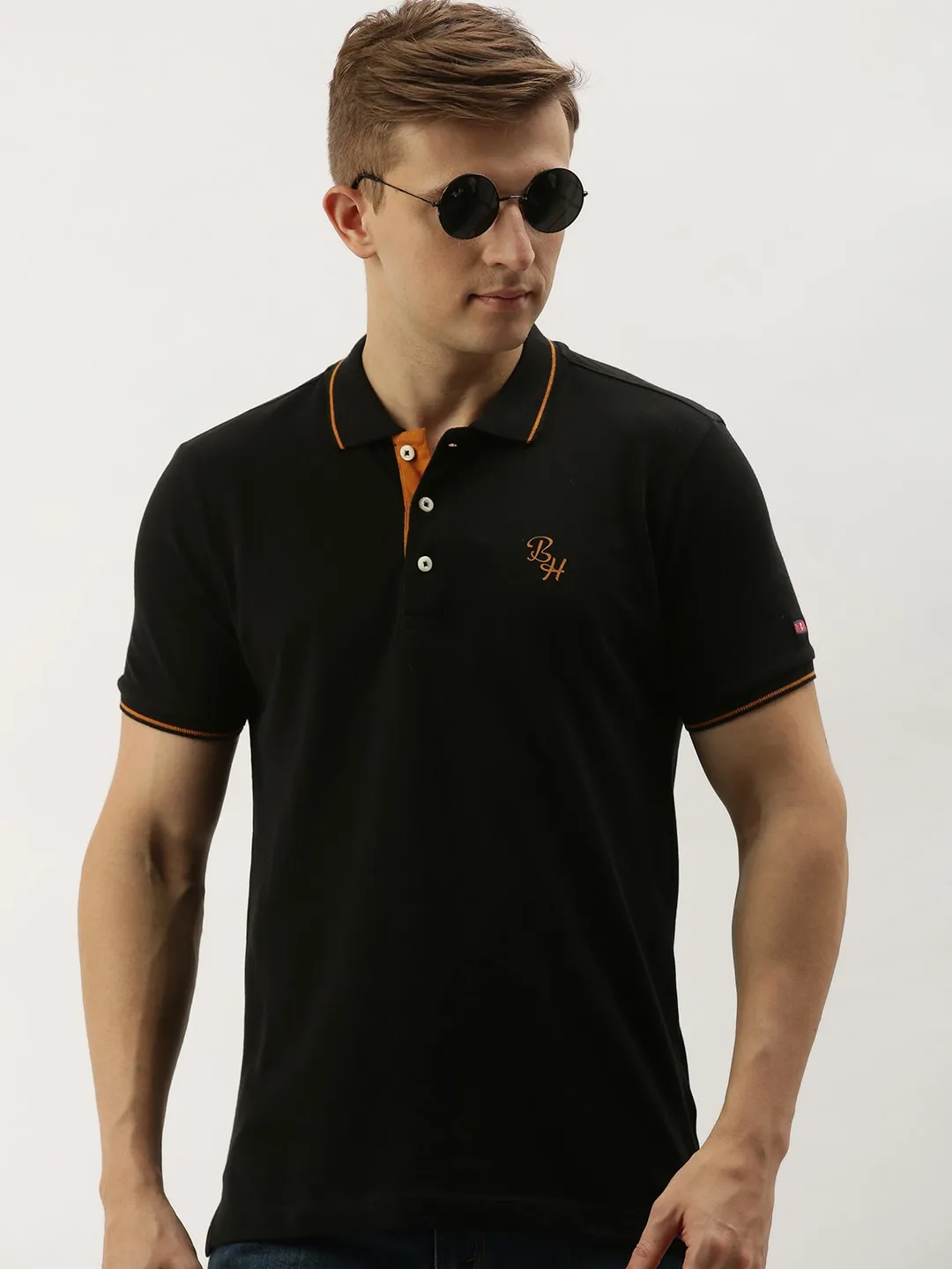 Black Regular Fit Men's Polo T-Shirt by Being Human Clothing - Image 10