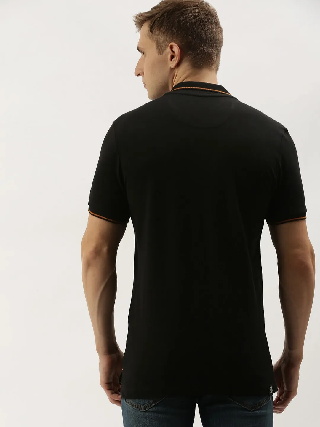 Black Regular Fit Men's Polo T-Shirt by Being Human Clothing - Image 9