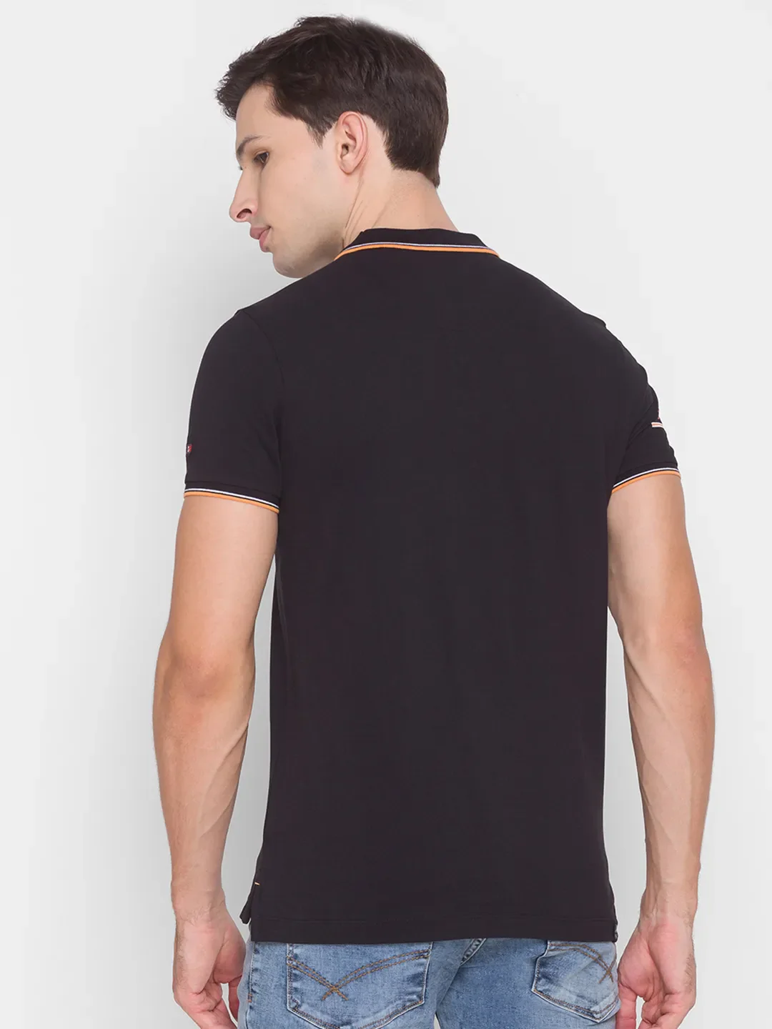 Black Regular Fit Men's Polo T-Shirt by Being Human Clothing - Image 3