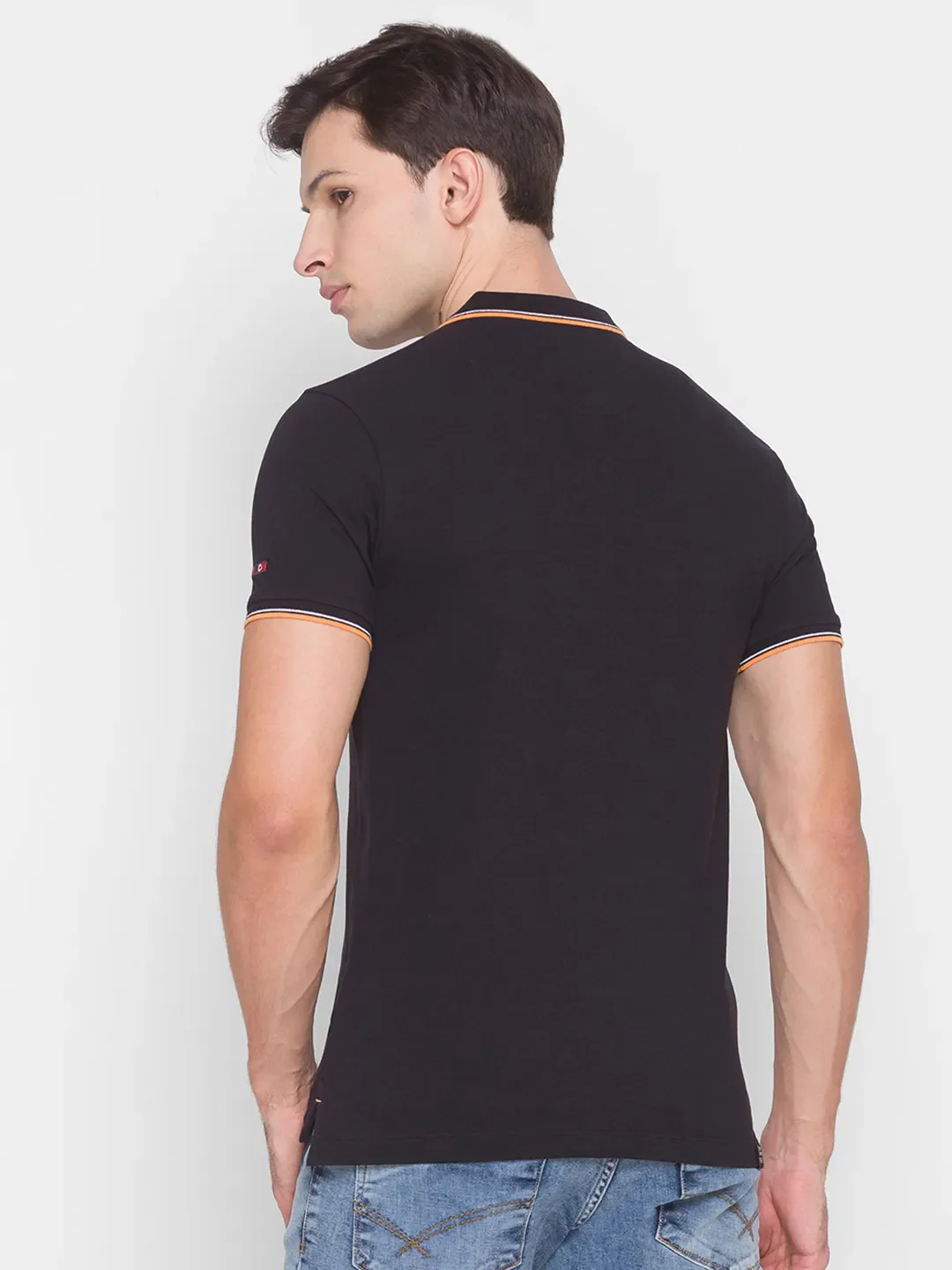 Black Regular Fit Men's Polo T-Shirt by Being Human Clothing - Image 3