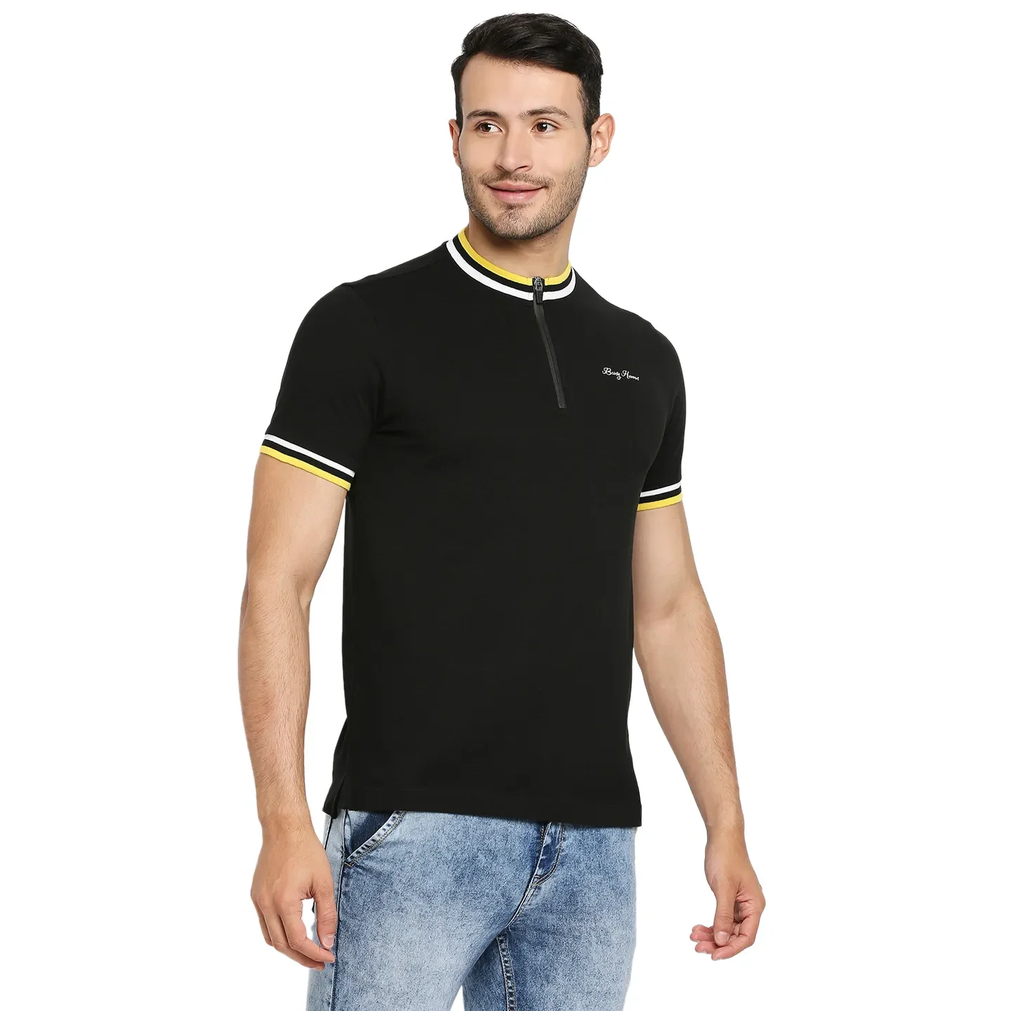 Black Regular Fit Men's Polo T-Shirt by Being Human Clothing - Image 3