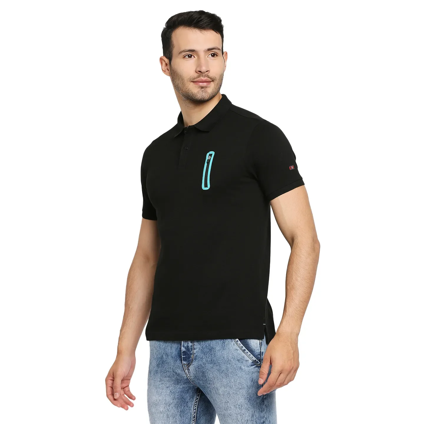 Black Regular Fit Men's Polo T-Shirt by Being Human Clothing - Image 2
