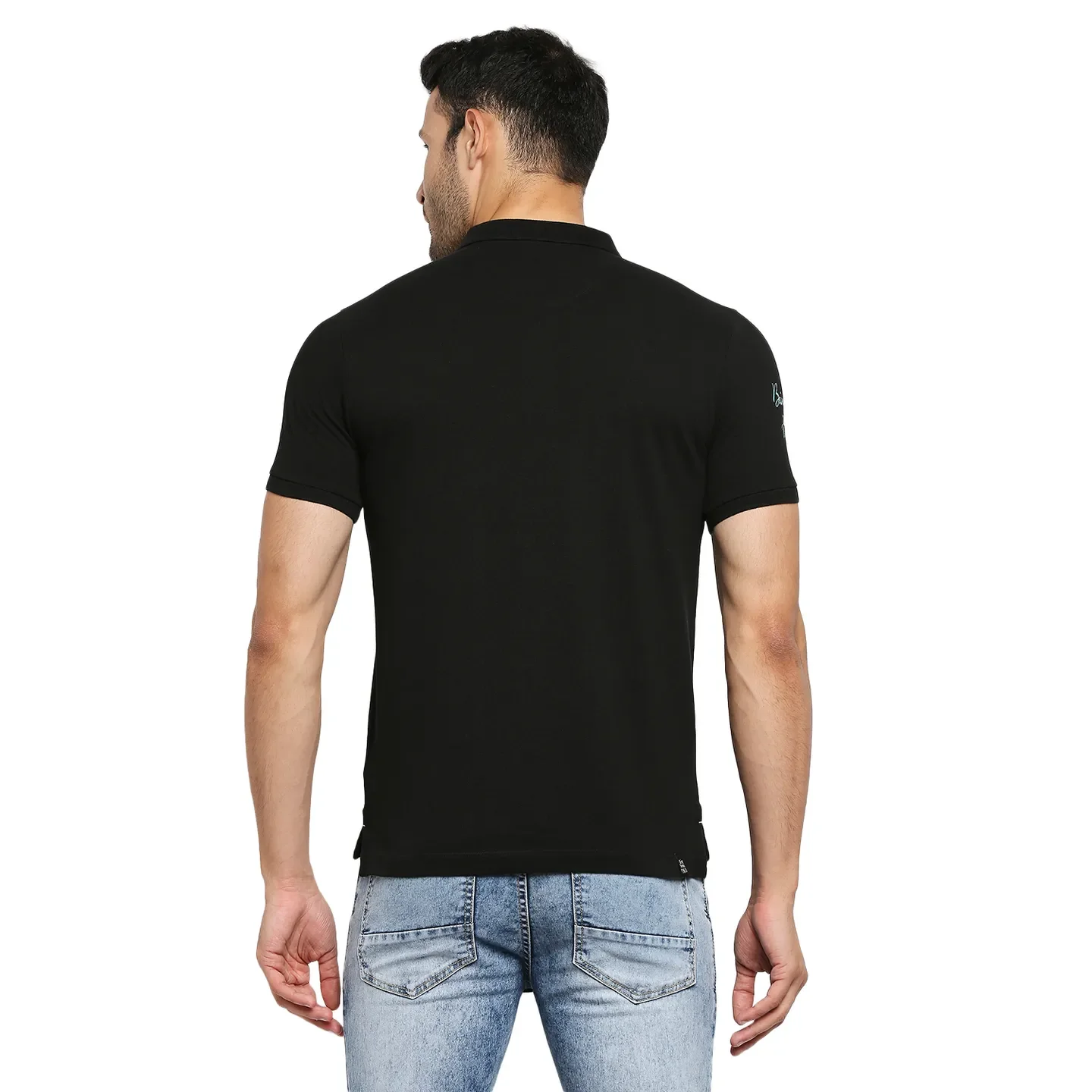 Black Regular Fit Men's Polo T-Shirt by Being Human Clothing - Image 4