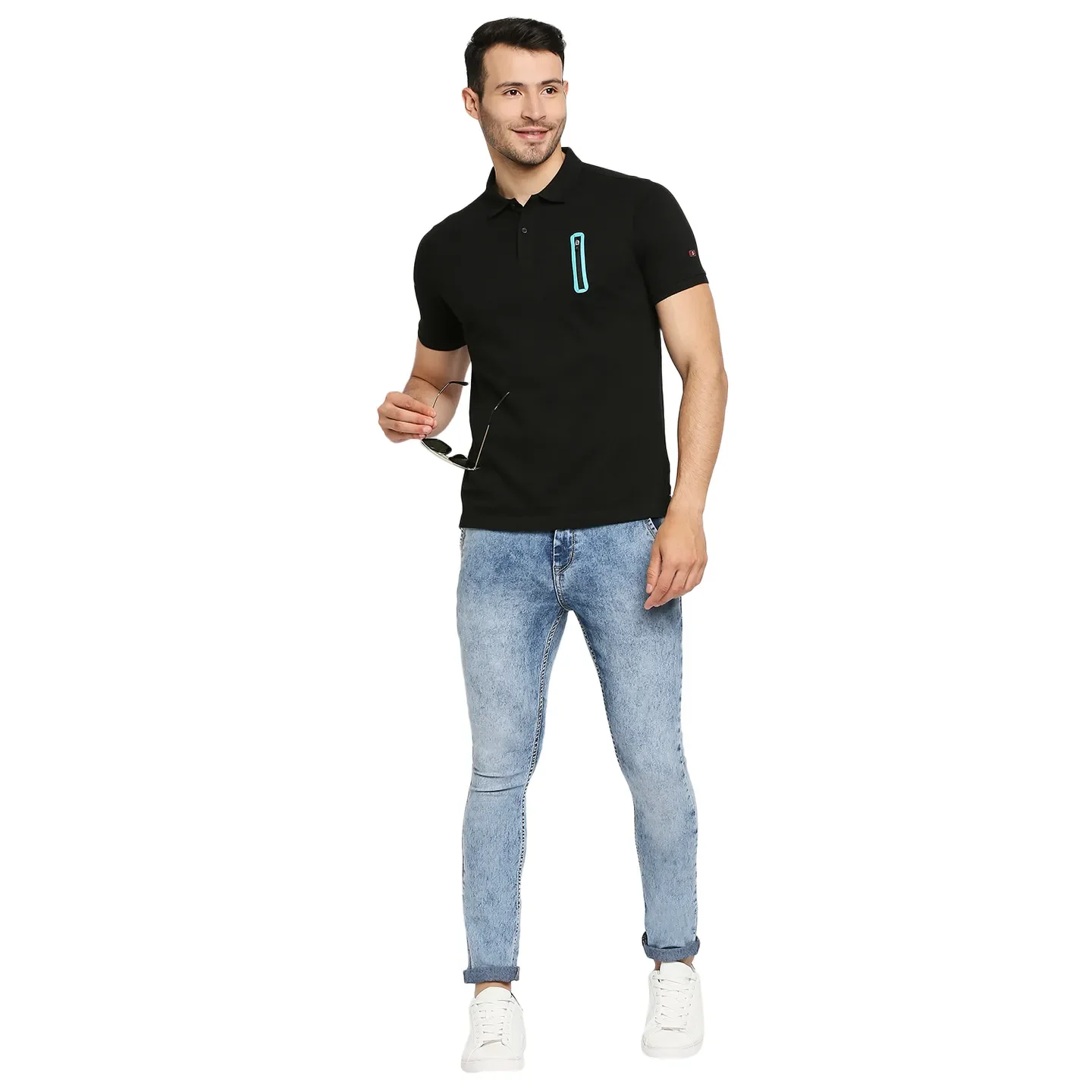 Black Regular Fit Men's Polo T-Shirt by Being Human Clothing - Image 6