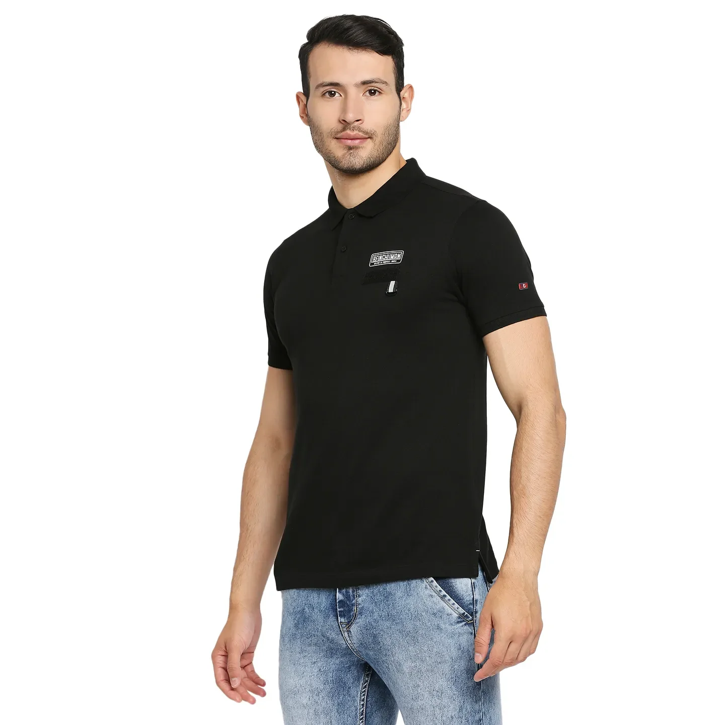 Black Regular Fit Men's Polo T-Shirt by Being Human Clothing - Image 2