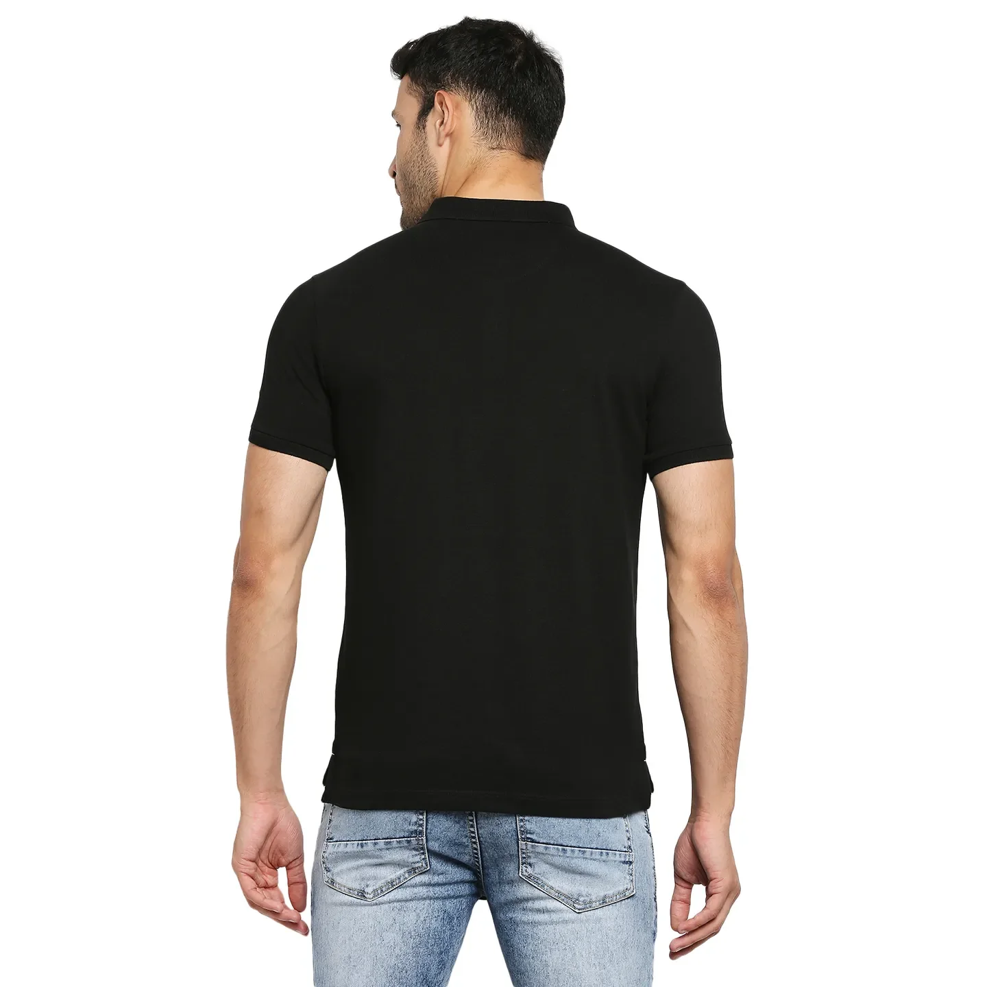 Black Regular Fit Men's Polo T-Shirt by Being Human Clothing - Image 4
