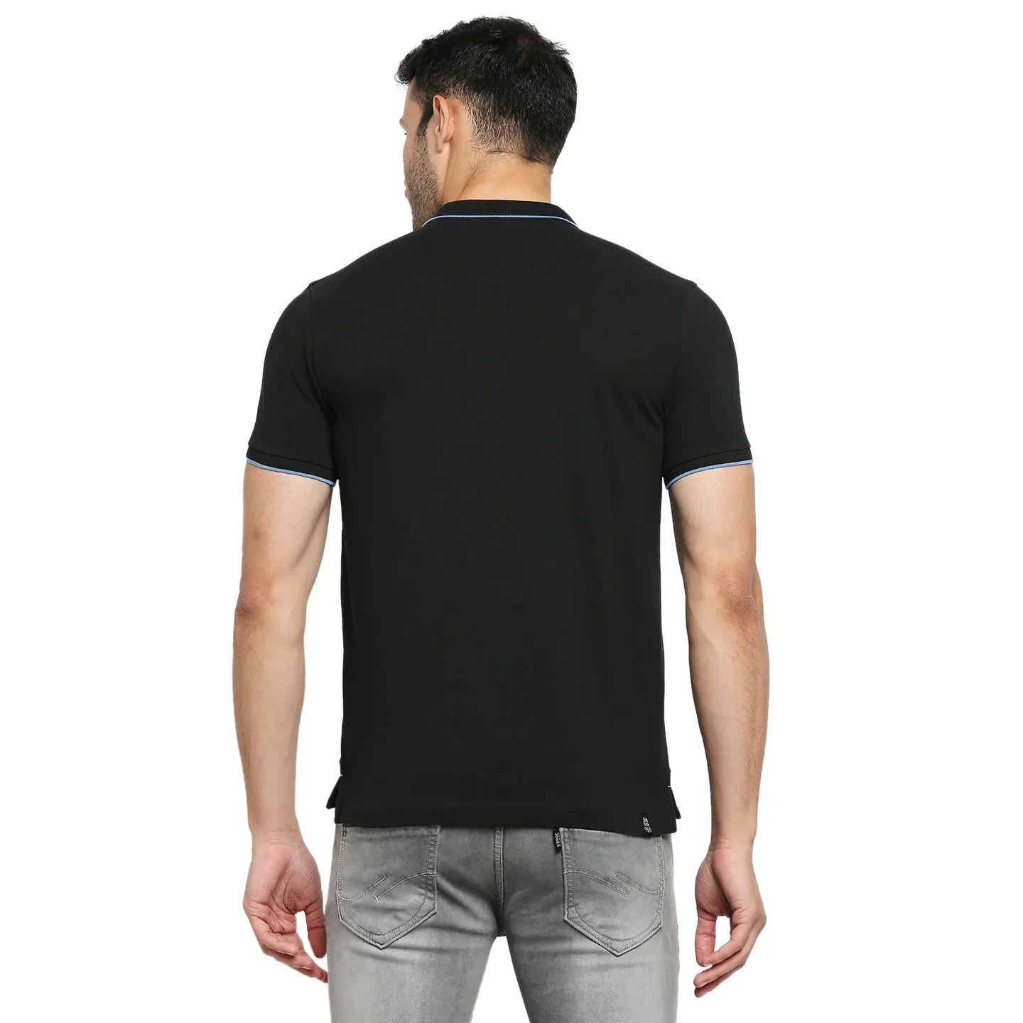 Black Regular Fit Men's Polo T-Shirt by Being Human Clothing - Image 4