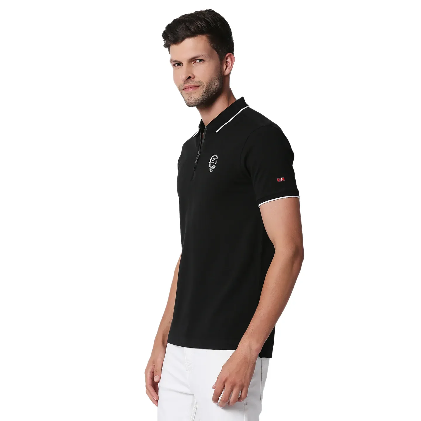 Black Regular Fit Men's Polo T-Shirt by Being Human Clothing - Image 2