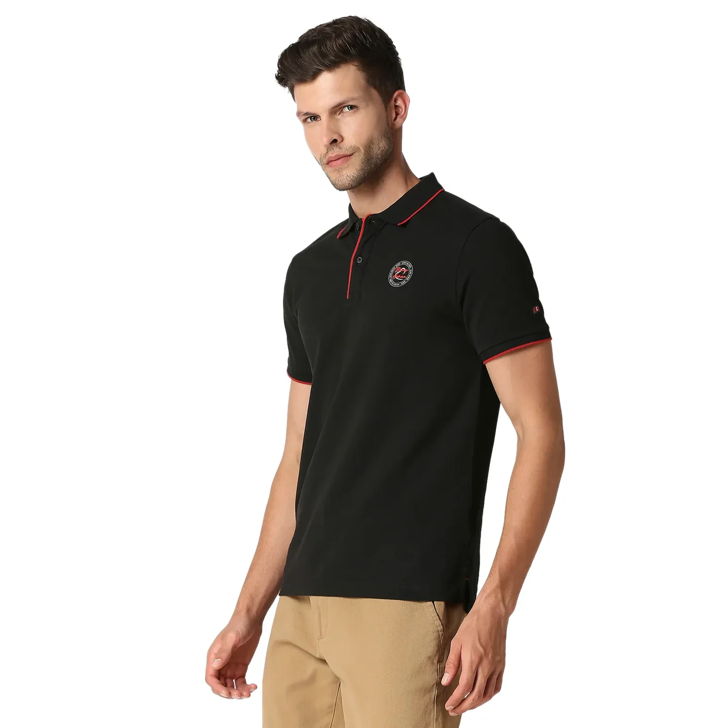 Black Regular Fit Men's Polo T-Shirt by Being Human Clothing - Image 2