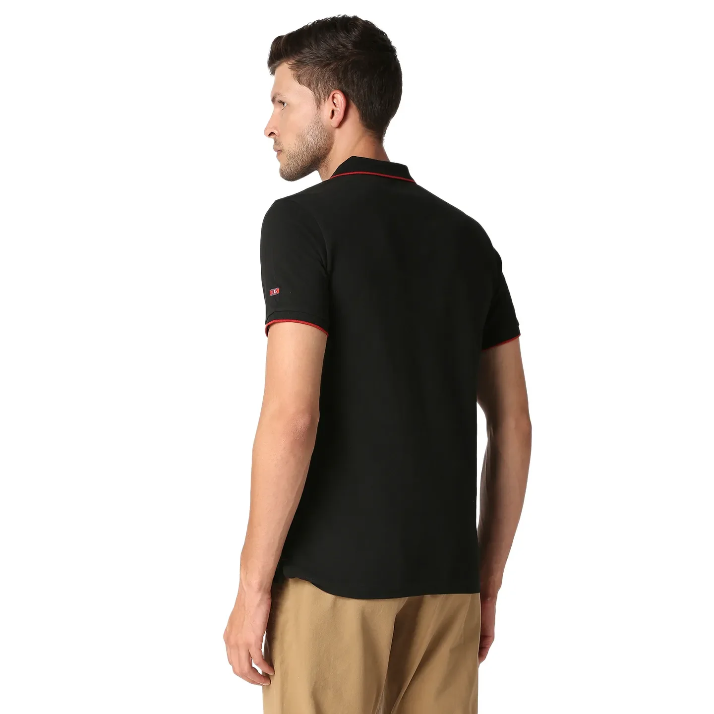 Black Regular Fit Men's Polo T-Shirt by Being Human Clothing - Image 4