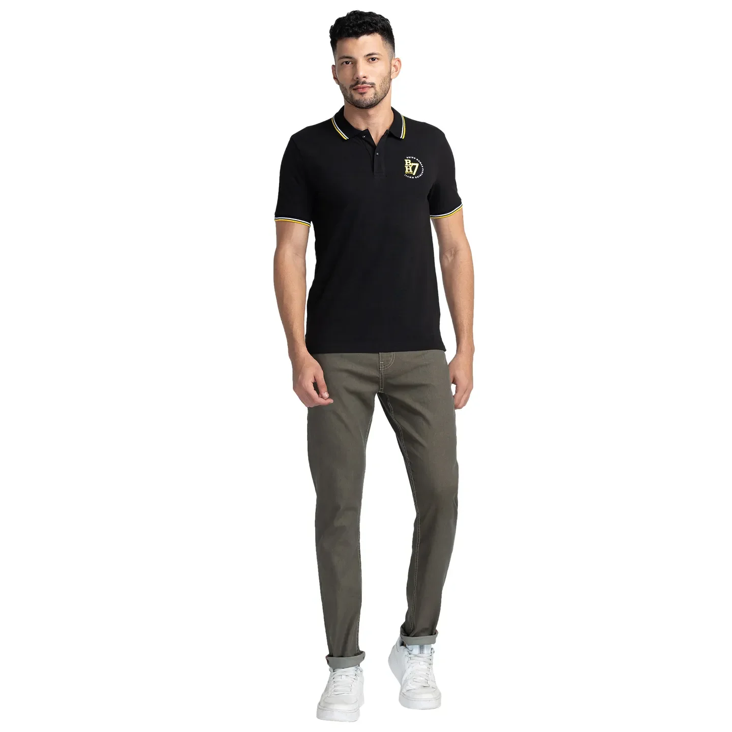 Black Regular Fit Men's Polo T-Shirt by Being Human Clothing - Image 2
