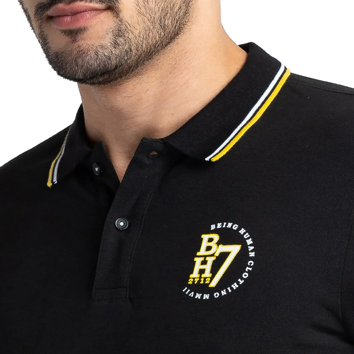 Black Regular Fit Men's Polo T-Shirt by Being Human Clothing - Image 5