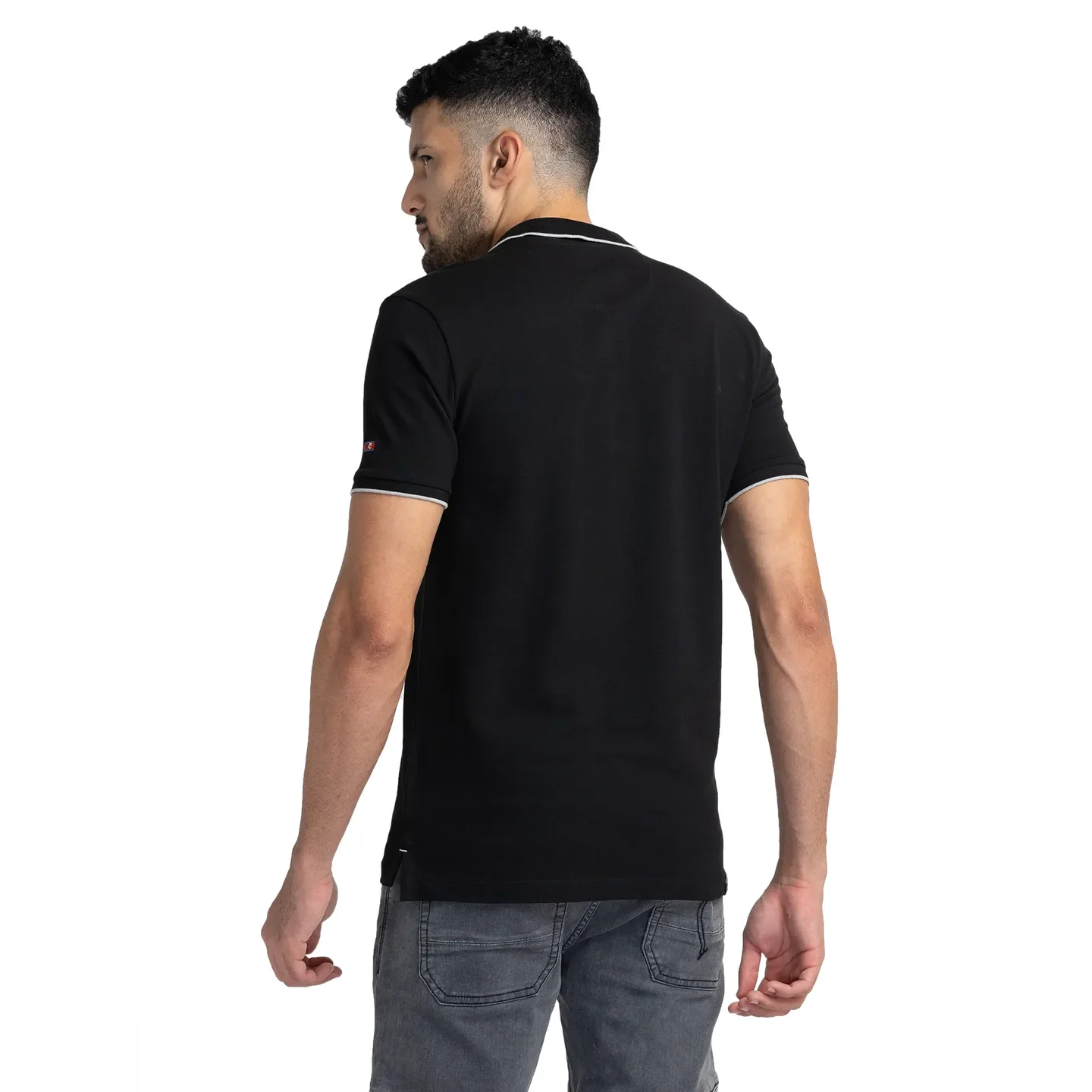 Black Regular Fit Men's Polo T-Shirt by Being Human Clothing - Image 3