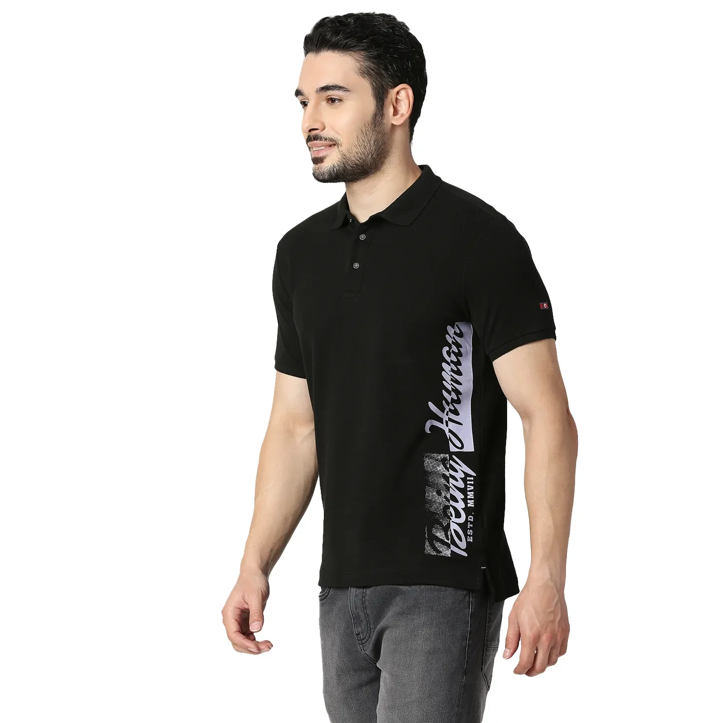 Black Regular Fit Men's Polo T-Shirt by Being Human Clothing - Image 2