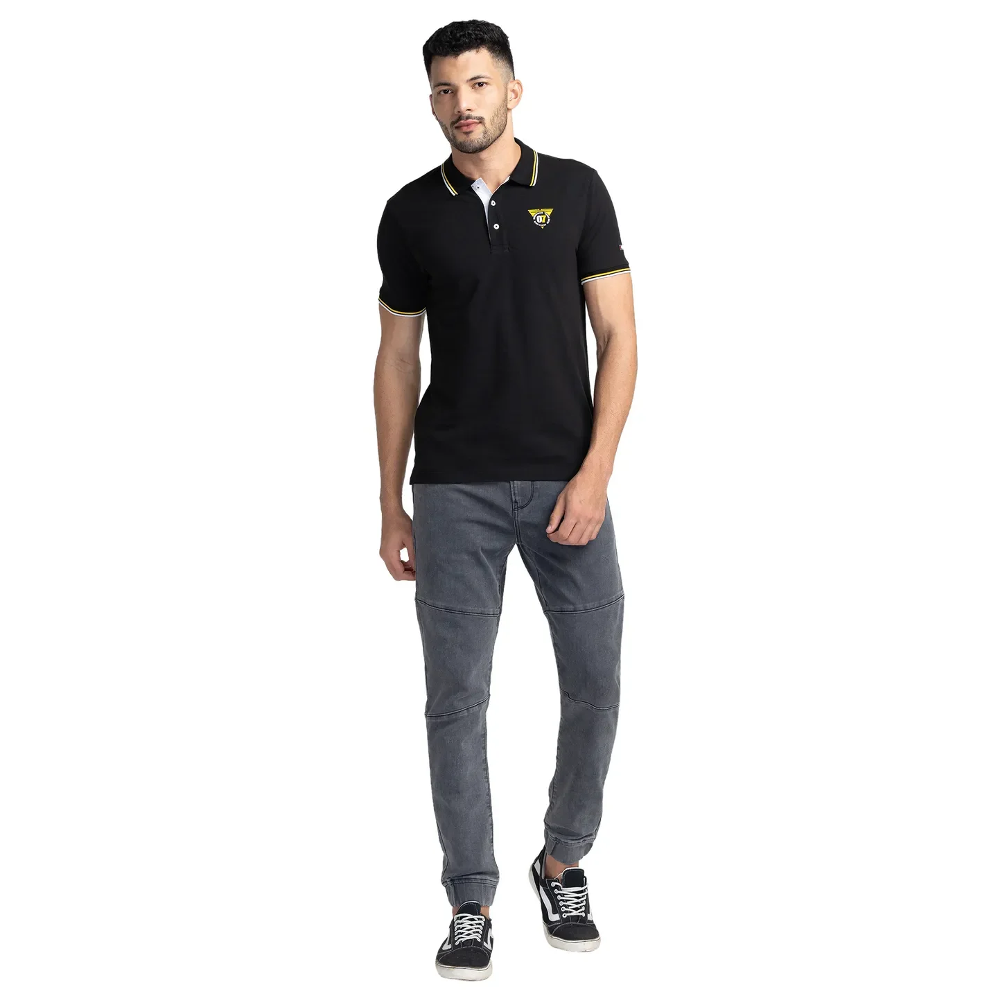 Black Regular Fit Men's Polo T-Shirt by Being Human Clothing - Image 2