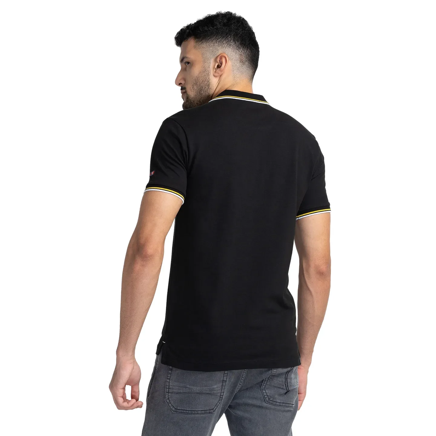 Black Regular Fit Men's Polo T-Shirt by Being Human Clothing - Image 3