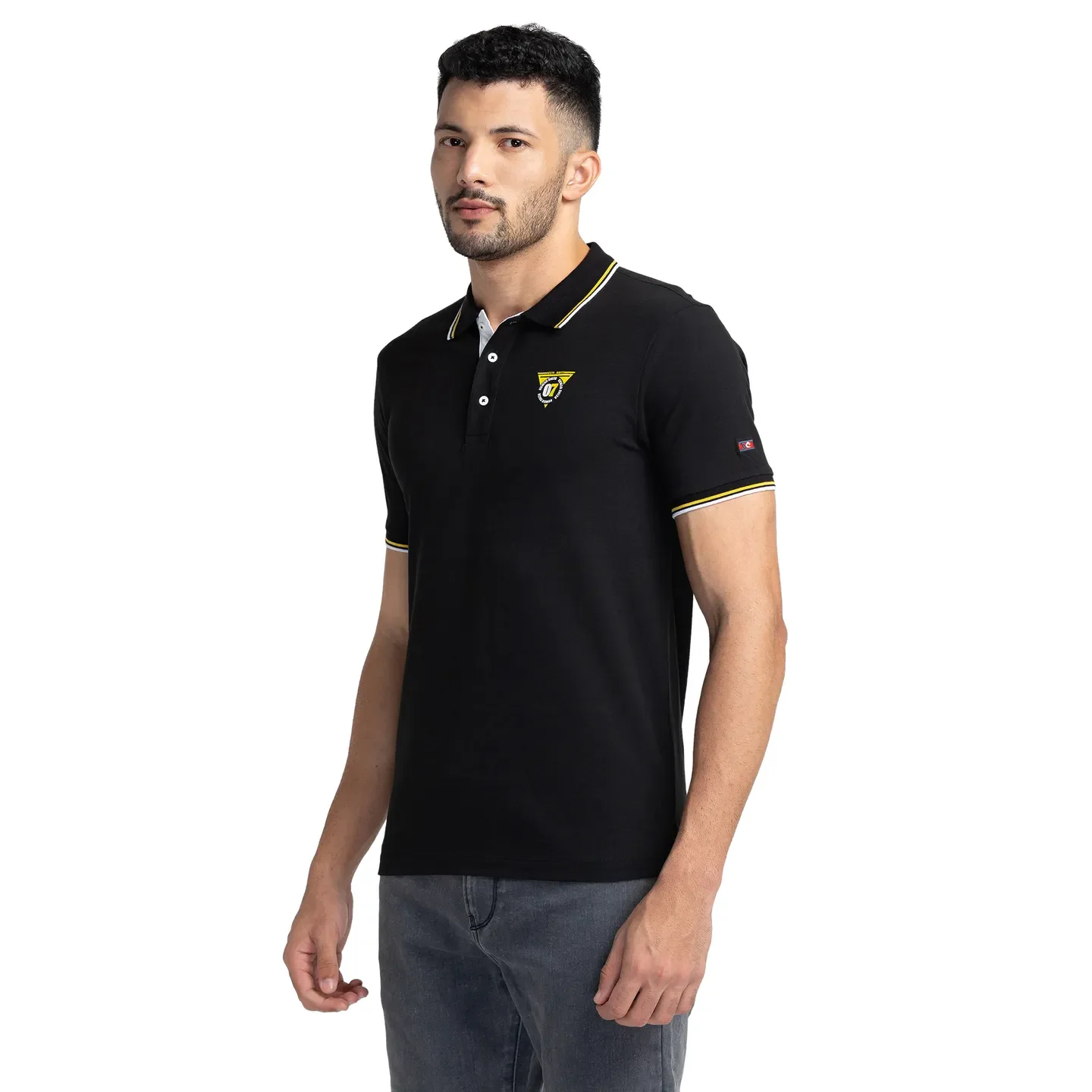 Black Regular Fit Men's Polo T-Shirt by Being Human Clothing - Image 4
