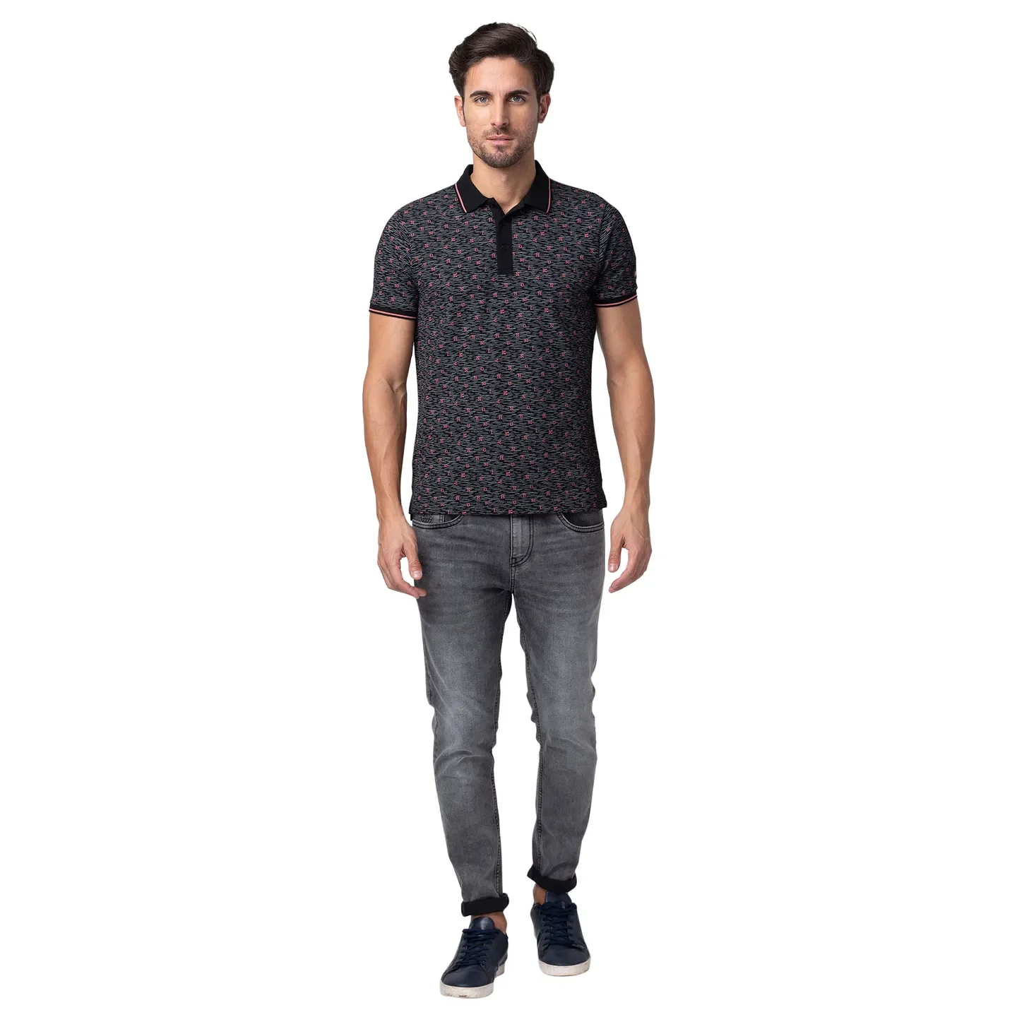Black Regular Fit Men's Polo T-Shirt by Being Human Clothing - Image 2
