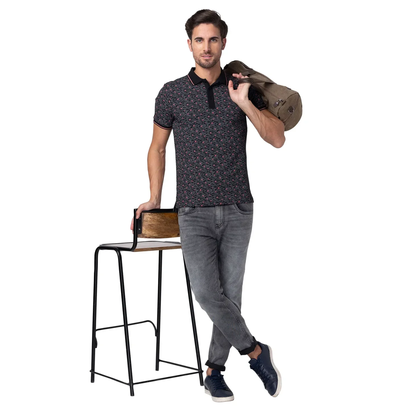 Black Regular Fit Men's Polo T-Shirt by Being Human Clothing - Image 6