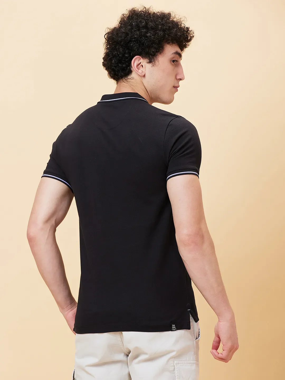 Black Regular Fit Men's Polo T-Shirt by Being Human Clothing - Image 3